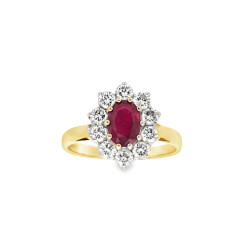 Pre Owned 18ct Ruby and Diamond Cluster Ring ZU902